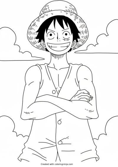 A coloring page of one piece
