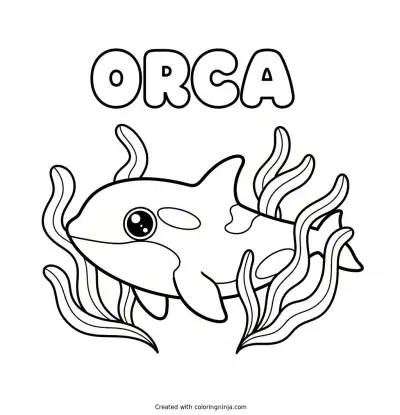 A Friendly Sparkly Eyed Orca Coloring Page