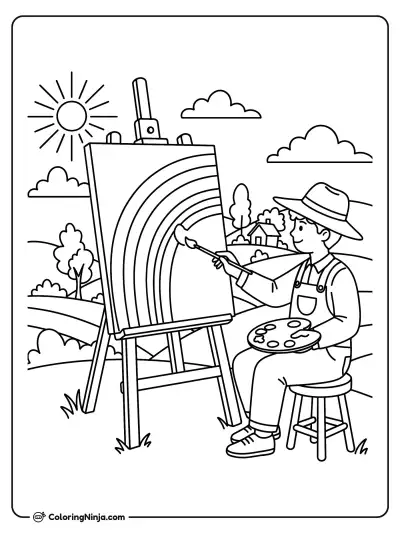 Artista Pintando un Arcoíris