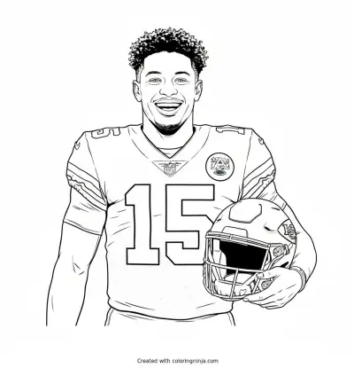 Patrick Mahomes Victory Smile Coloring Page
