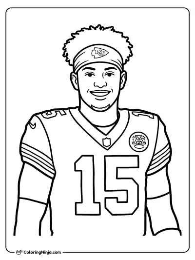 Retrato de Patrick Mahomes en la banca
