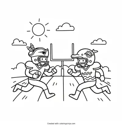 A coloring page of Patriots v.s. Dolphins