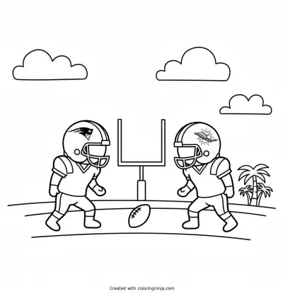 A coloring page of Patriots v.s. Dolphins