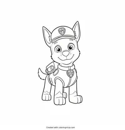 A coloring page of paw patrol