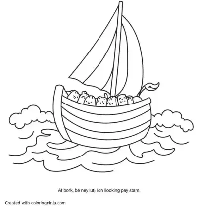 A coloring page of Peace! Be Still! Mark 4:39 with a storm/boat theme
