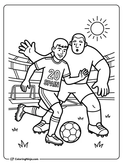 Pedri Gonzalez Dribbling Past Defender Coloring Page