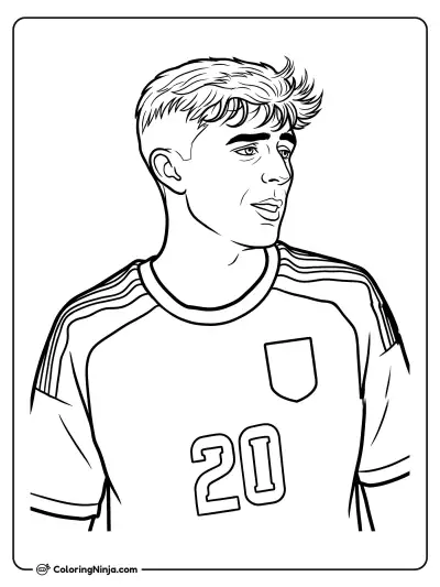 Pedri Spain Portrait Coloring Page