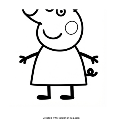 A coloring page of Peppa Pig