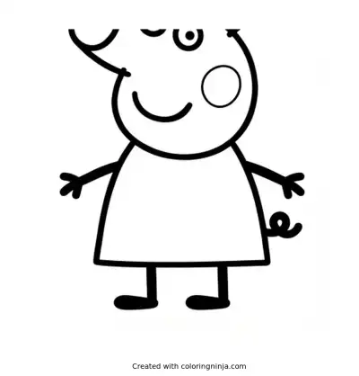 A coloring page of Peppa Pig