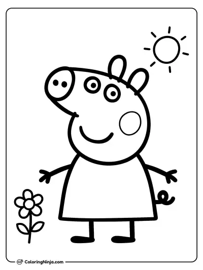 Peppa Pig con flor y sol