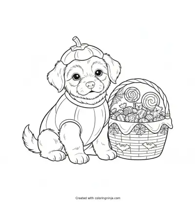 Perrito Con Disfraz De Calabaza Coloring Page