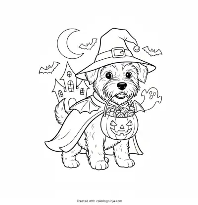 Perro Halloween Coloring Page