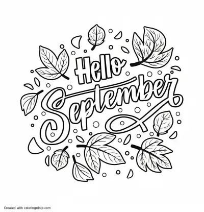 A coloring page of "Autumn Leaves and Wreath Coloring Page"