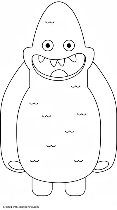 A coloring page of Fun Green Monster Coloring Page