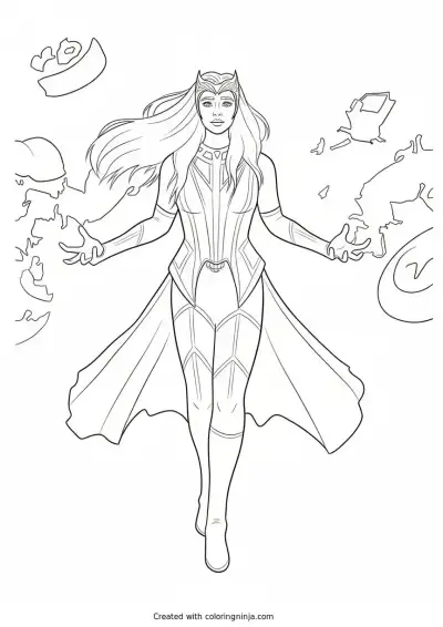 A coloring page of Red-skinned warrior with glowing hands