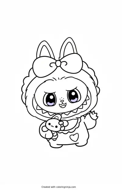 A coloring page of cute labubu coloring page