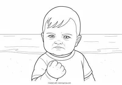 A coloring page of Success baby meme coloring page