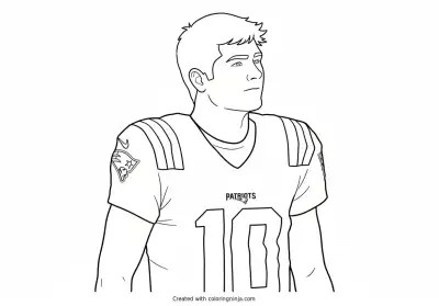 A coloring page of Drake Maye