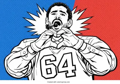 A coloring page of bad bunny superbowl 2026