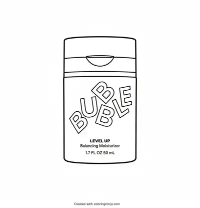 A coloring page of Bubble skincare