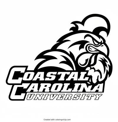A coloring page of Coastal carolina university logo