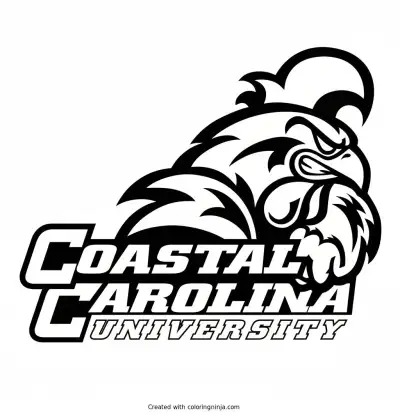 A coloring page of Coastal carolina university logo