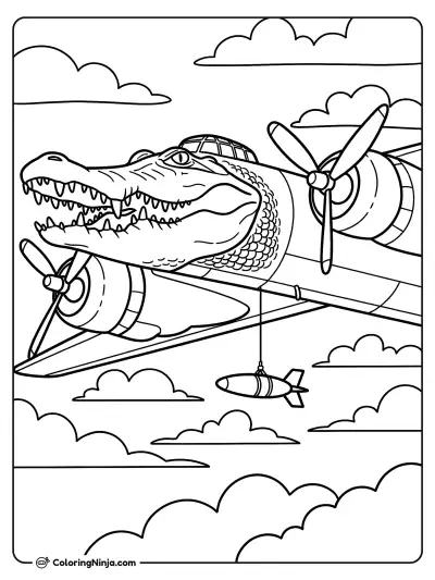 Bombardiro Crocodilo Coloring Page