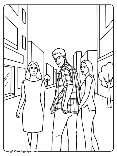 Distracted Boyfriend Meme Coloring Page