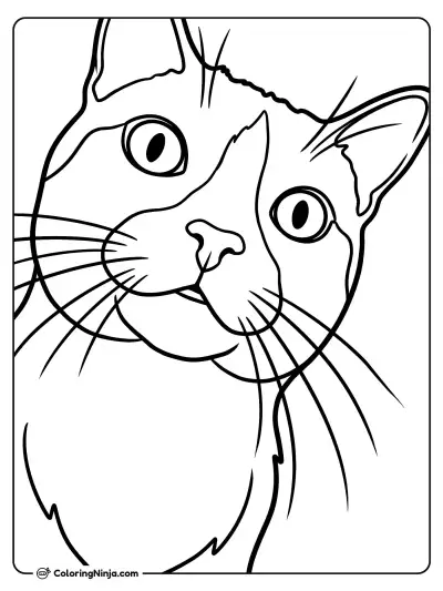 Curious Cat Looking Up Coloring Page