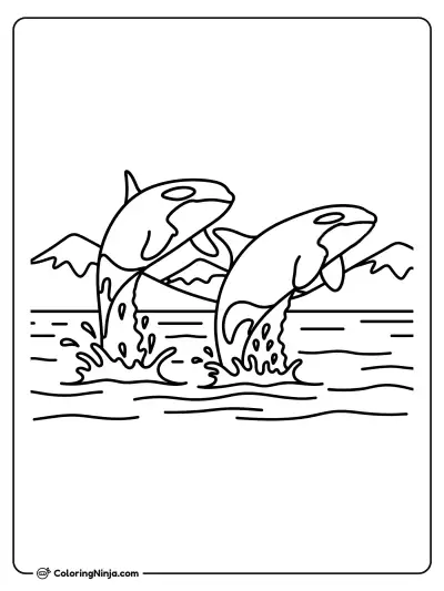 Dos orcas saltando en el océano