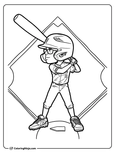 Baseball Player in a Batting Stance Coloring Page