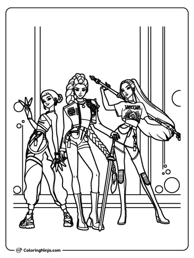 KPop Demon Hunters Coloring Page