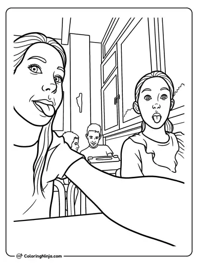 Niñas sacando la lengua en una selfie