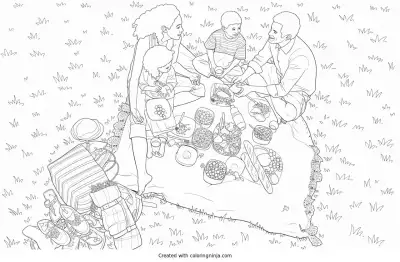 A coloring page of picnic
