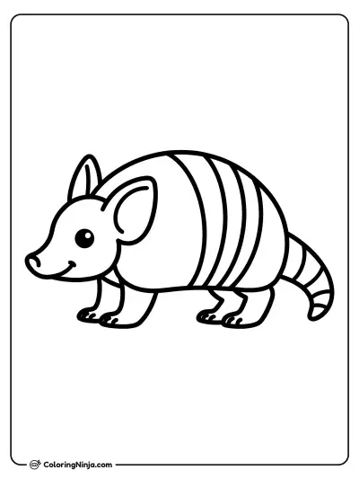 Cute Armadillo Standing Side View Coloring Page