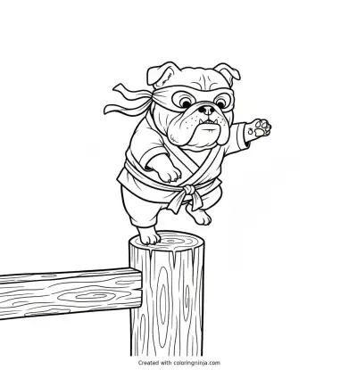 Bulldog Fence Balance Coloring Page