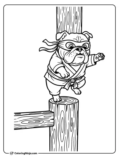 Bulldog Fence Balance Coloring Page