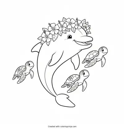 Ocean Friends Party Coloring Page