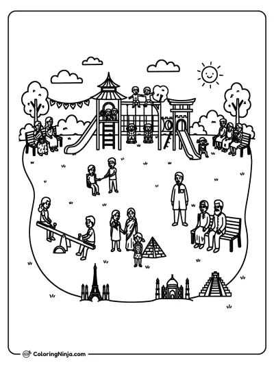 Familias diversas juntas en el parque