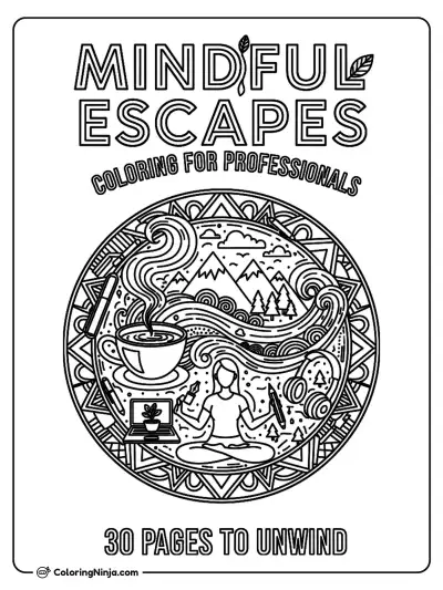 Young Professionals At Work Mindful Mandala Cover Coloring Page