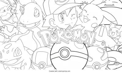 A coloring page of pokemon