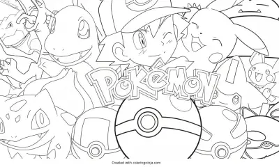 A coloring page of pokemon