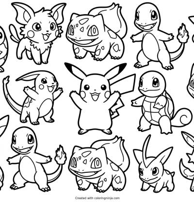 A coloring page of pokemon
