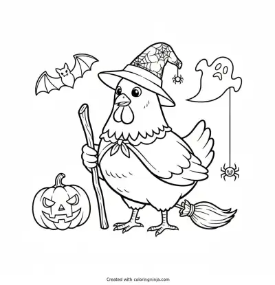 Pollo  Halloween Coloring Page