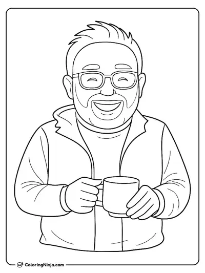 Poodle and Teddy Bear in a Coffee Shop Coloring Page