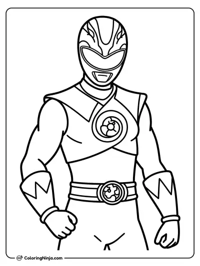 Power Rangers Standing in Ninja Suit Coloring Page