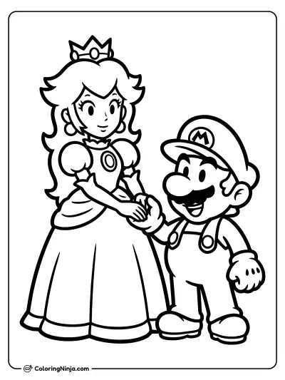 La Princesa Peach y Mario tomados de la mano
