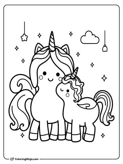 Unicornio Kawaii y su Bebé