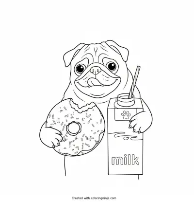 A coloring page of pugg