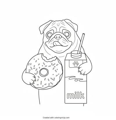 A coloring page of pugg